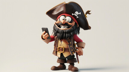 Naklejka premium Cartoonish pirate isolated on white background