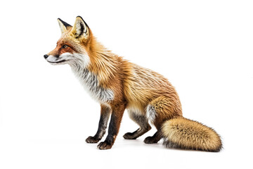 Fototapeta premium Red Fox Sitting on White Background