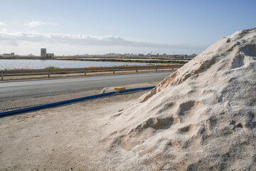 Touristic view of the Salt Museum near Trapani town on a sunny summer day, Sicily, Italy, Europe