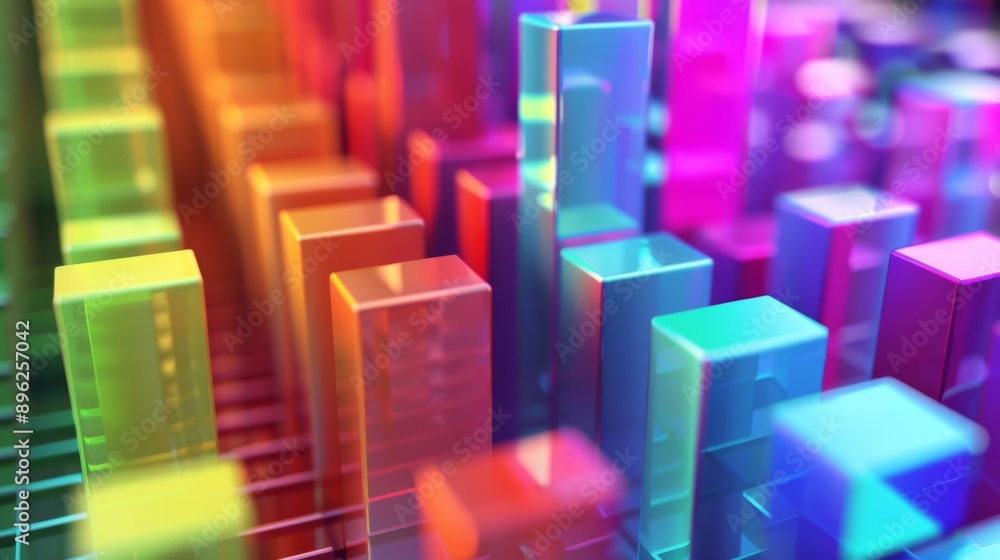 Poster a colorful 3d bar graph displayed on a computer screen, indicating revenue distribution.