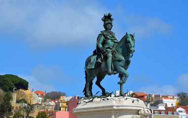 Statue of King Jose in Praca do Comercio Lisbon Portugal