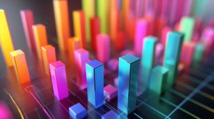 Fototapeta premium A colorful 3D bar graph displayed on a computer screen, indicating revenue distribution.