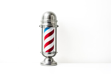 Vintage barber pole on white background