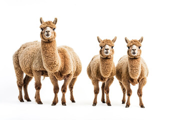 Fototapeta premium Three alpacas looking at the camera