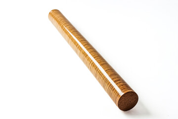 Wooden Rolling Pin on White Background