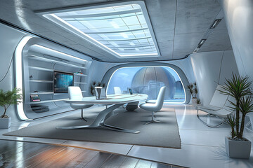 Fototapeta premium A futuristic office space with advanced technology