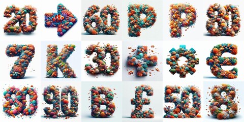 Fototapeta premium Underwater corals Lettering Typeface. AI generated illustration