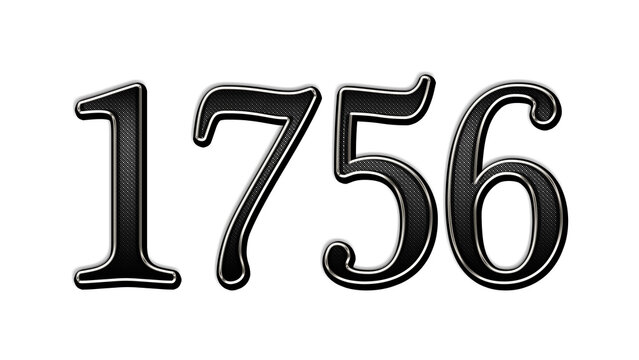 black metal 3d design of number 1756 on white background.