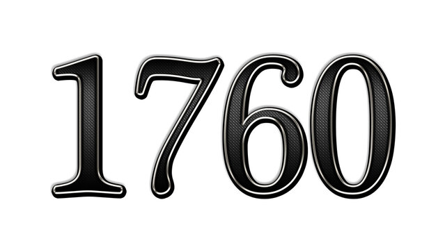 black metal 3d design of number 1760 on white background.