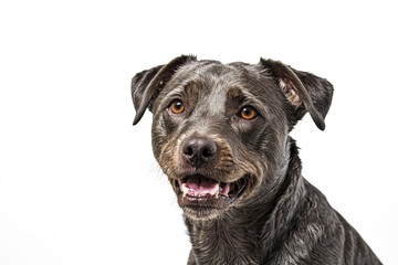 Portrait of a Gray Dog with Brown Eyes