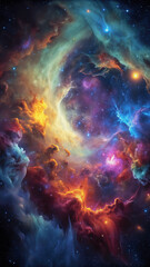Colorful nebula, abstract space phone wallpaper 