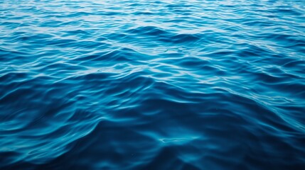 Fototapeta premium Calm blue sea water, focusing on its texture and gentle ripples