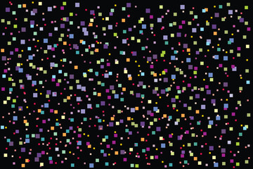 Abstract colored pixels flying in the dark
