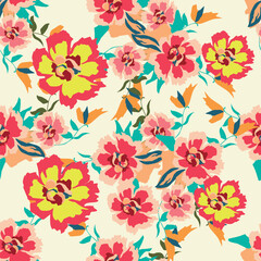 Seamless winter floral pattern with branches and berries. Pastel palette white background.