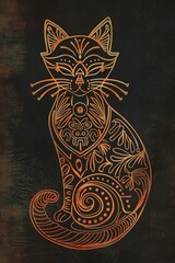 Abstract artistic illustration of a stylized cat