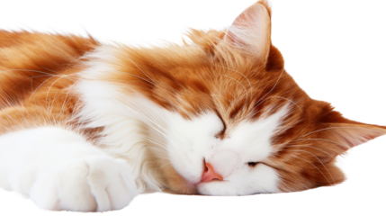 orange and white calico cat, sleeping tranparent, isolated background png