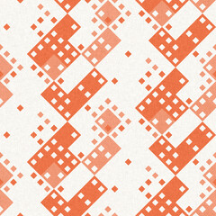Simple glitch geometric seamless abstract pattern with playful woven peach color. Bright whimsical gender neutral bold irregular shape textile Cotton effect background. 