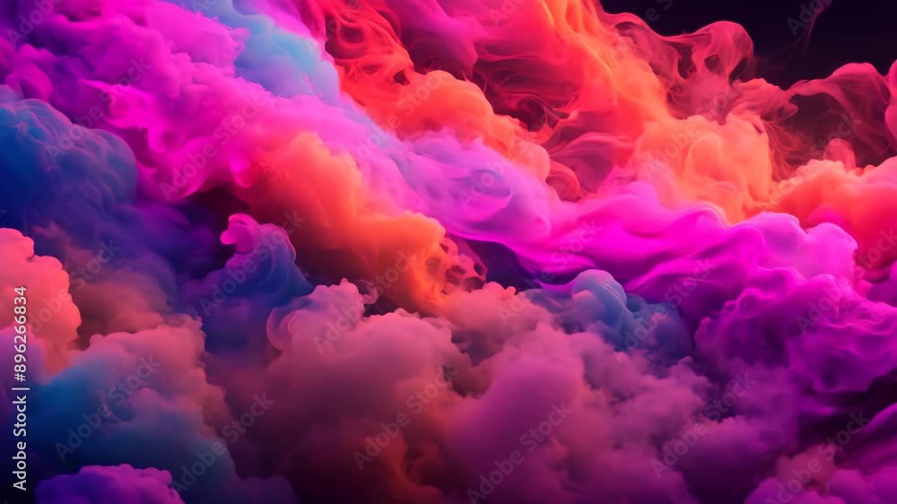 Poster a wide angle shot of abstract colorful smoke swirling and flowing in a dynamic pattern.