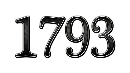 black metal 3d design of number 1793 on white background.