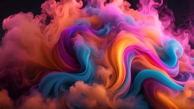 A colorful smokey cloud with a rainbow of colors. The colors are bright and vibrant, creating a sense of energy and excitement. The smokey effect adds a mysterious and ethereal quality to the image
