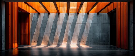 Obraz premium Architectural H-Beam Steel Structure With Light And Shadow, Showcasing Aesthetic And Design