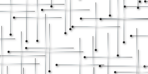 Technology abstract white digital background of connected dot with black stock lines. Abstract vector background and geometric pattern with connecting the dots and lines for banner design.	