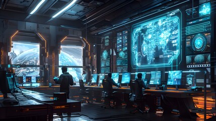 Fototapeta na wymiar zespół inżynierów pracujacych nad sztuczą inteligencją, rozwój technologia