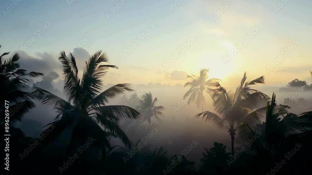 Poster a cloudy sky with a sun in the background. the sky is hazy and the sun is barely visible