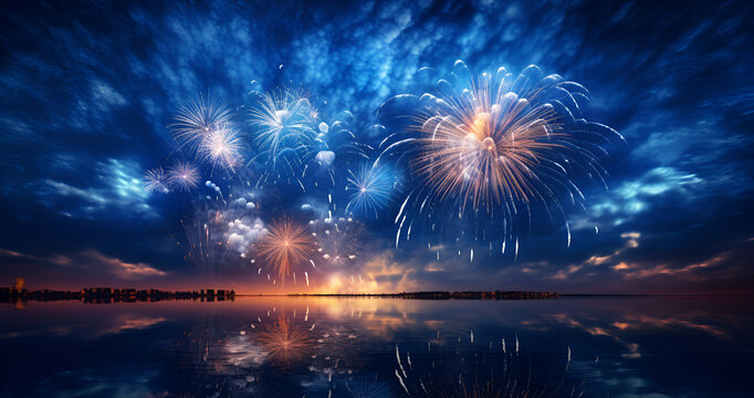 fireworks over the river