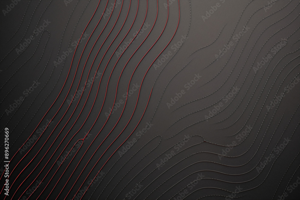 Aufkleber abstract 3d red flowing waves on dark background. digital data structure. futuristic technology conc