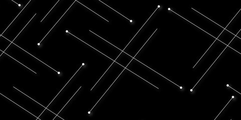 Technology abstract black digital background of connected dot with white stock lines. Abstract vector background and geometric pattern with connecting the dots and lines for banner design. 