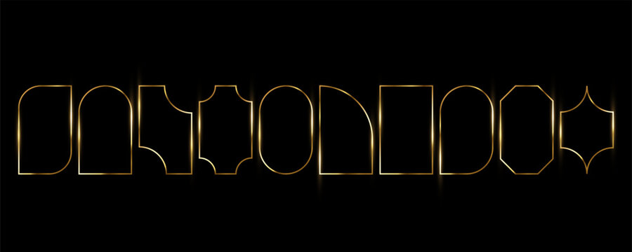 Printgold frame, set of thin liner gold frames, boho, islamic, thin line, editable, elegant with glitter, geometric, gold background, frame vector, gold vector, frame set, luxury