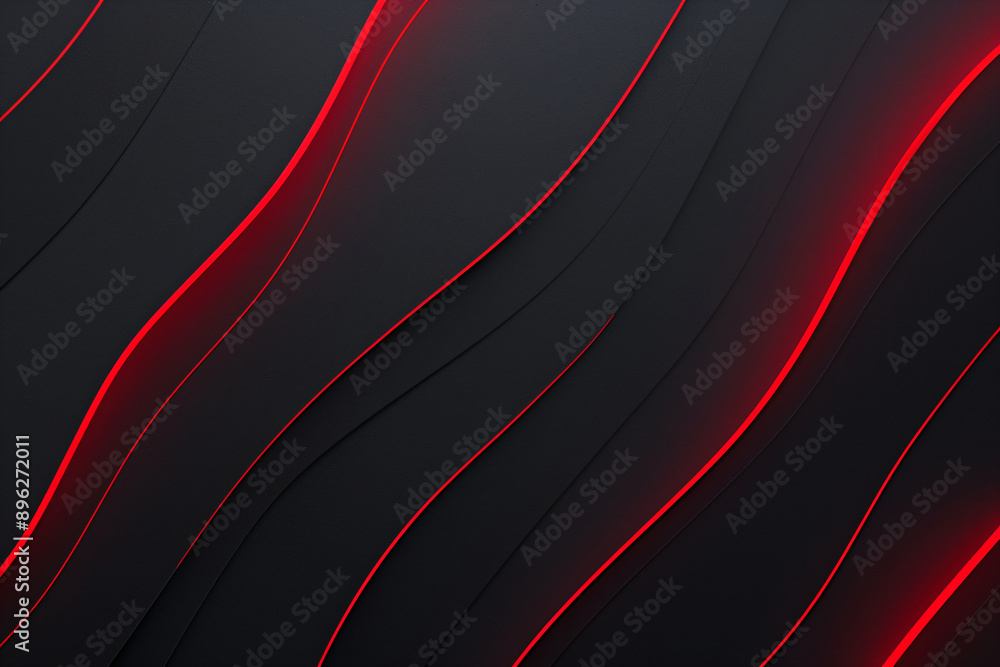 Poster abstract 3d red flow wave on dark background. digital data structure. future mesh or sound grid. fut