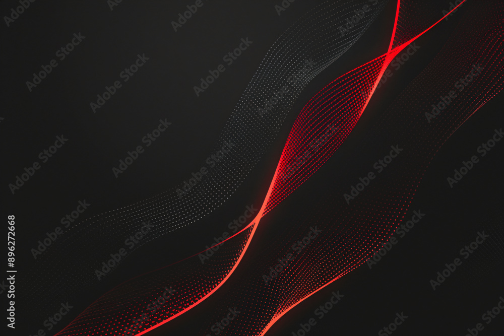 Poster abstract 3d red flow wave on dark background. digital data structure. future mesh or sound grid. fut