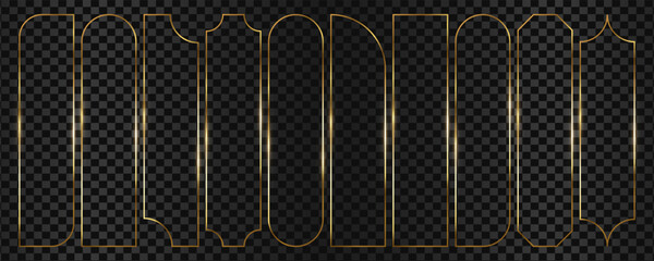 Printgold frame, set of thin liner gold frames, boho, islamic, thin line, editable, elegant with glitter, geometric, gold background, frame vector, gold vector, frame set, luxury