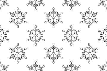 Monochrome black snowflakes seamless vector pattern for packaging paper Textile design wrapping paper napkin Winter holiday design Isolated background December mood New Year Christmas Xmas