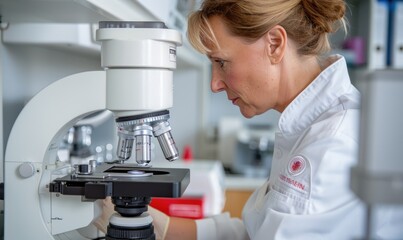 Scientist Using Scanning Electron Microscope in Laboratory