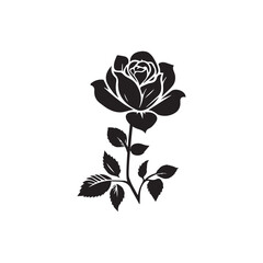 Obraz premium Rose flower icon , Decorative rose silhouettes. Vector illustration botany rose isolated on white background