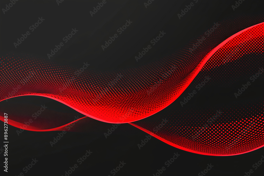 Poster abstract 3d red flow wave on dark background. digital data structure. future mesh or sound grid. fut