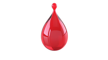 Red blood drop, bright and shiny, isolated on a transparent background. PNG file of a vibrant blood drop, isolated element.