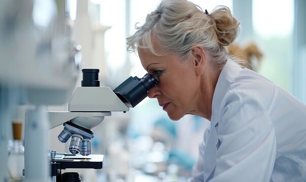 Scientist Using Scanning Electron Microscope in Laboratory