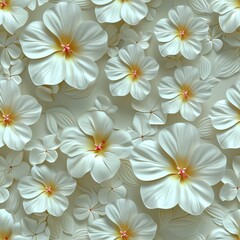 Obraz premium 3D seamless pattern of light flowers, 3d render style tileble pattern