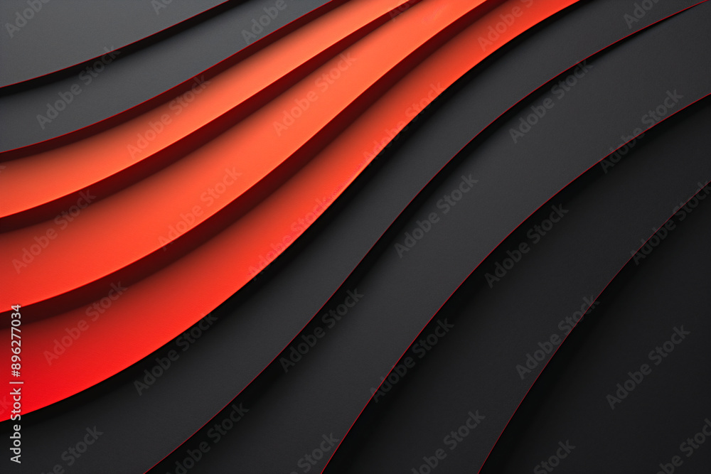 Aufkleber abstract 3d red flowing waves on dark background. digital data structure. futuristic technology conc