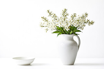White Flowers in a White Jug
