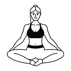 Woman yoga and fitness exercise silhouette vector illustration.
