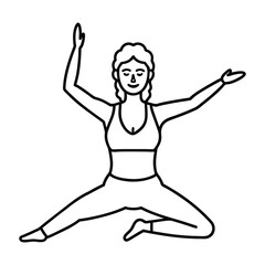 Woman yoga and fitness exercise silhouette vector illustration.