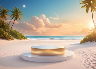 Frosted Acrylic Podium Translucent Quality Tranquil Beach White Sands Gentle Waves
