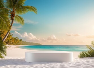 Podium Translucent Quality Tranquil Beach White Sands Gentle Waves