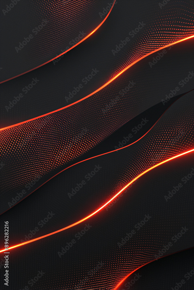 Poster abstract 3d red flow wave on dark background. digital data structure. future mesh or sound grid. fut