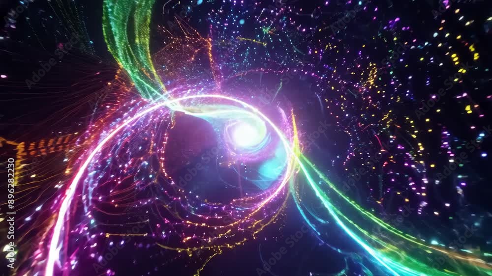 Aufkleber a colorful glowing object in the sky. the colors are bright and vibrant. the object is surrounded by